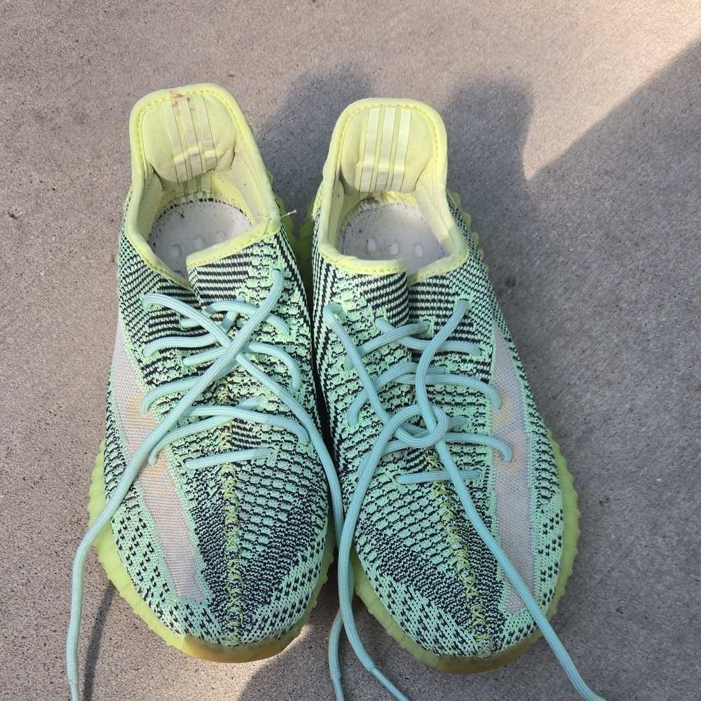 Green and Yellow Knit Sneakers